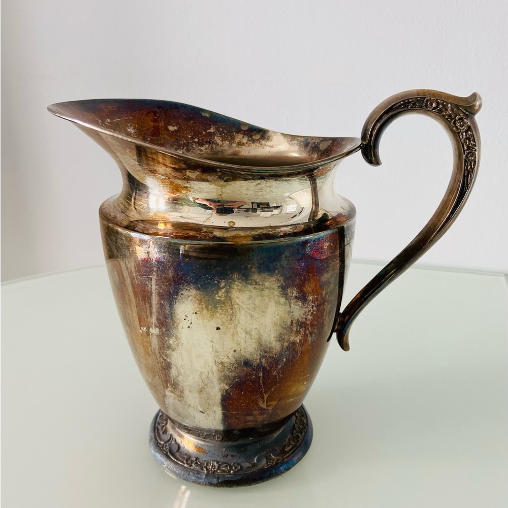 Vintage Silver Plate Water Pitcher Primrose Pattern
